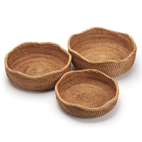 DECRAFTS rattan bread basket round large shows natural weave for a warm kitchen display