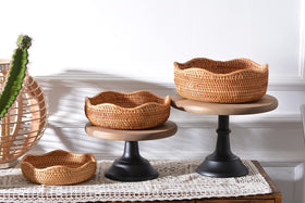 DECRAFTS rattan fruit display basket filled with fresh produce