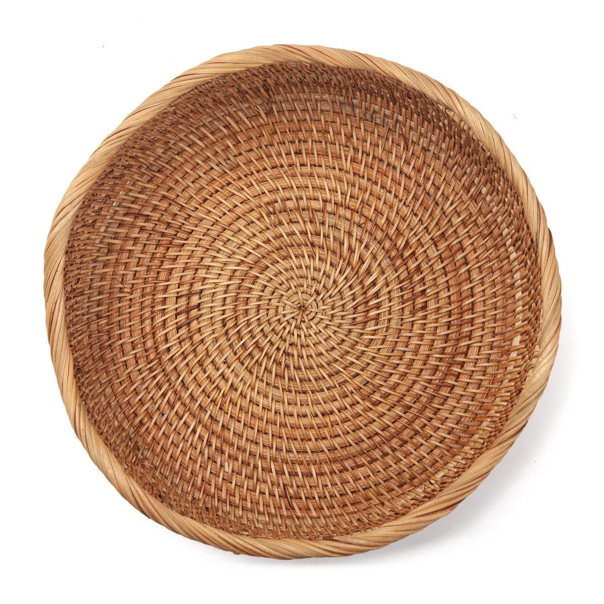 DECRAFTS rattan storage basket with keys and mail on the entryway counter