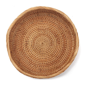 DECRAFTS rattan storage basket with keys and mail on the entryway counter