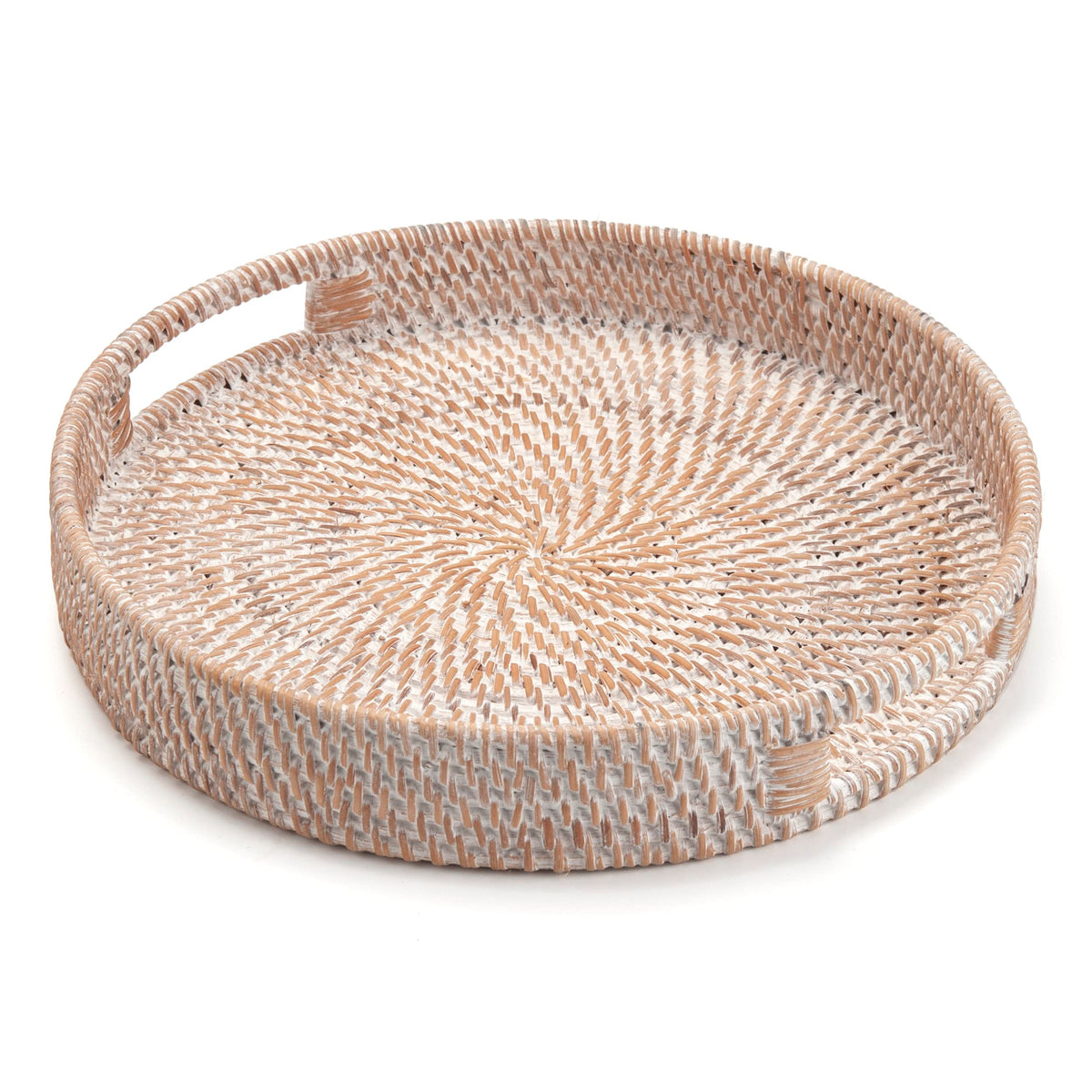 Decrafts white rattan tray close-up weave highlighting handwoven detail