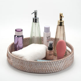 DECRAFTS white round tray complements modern and rustic decor alike