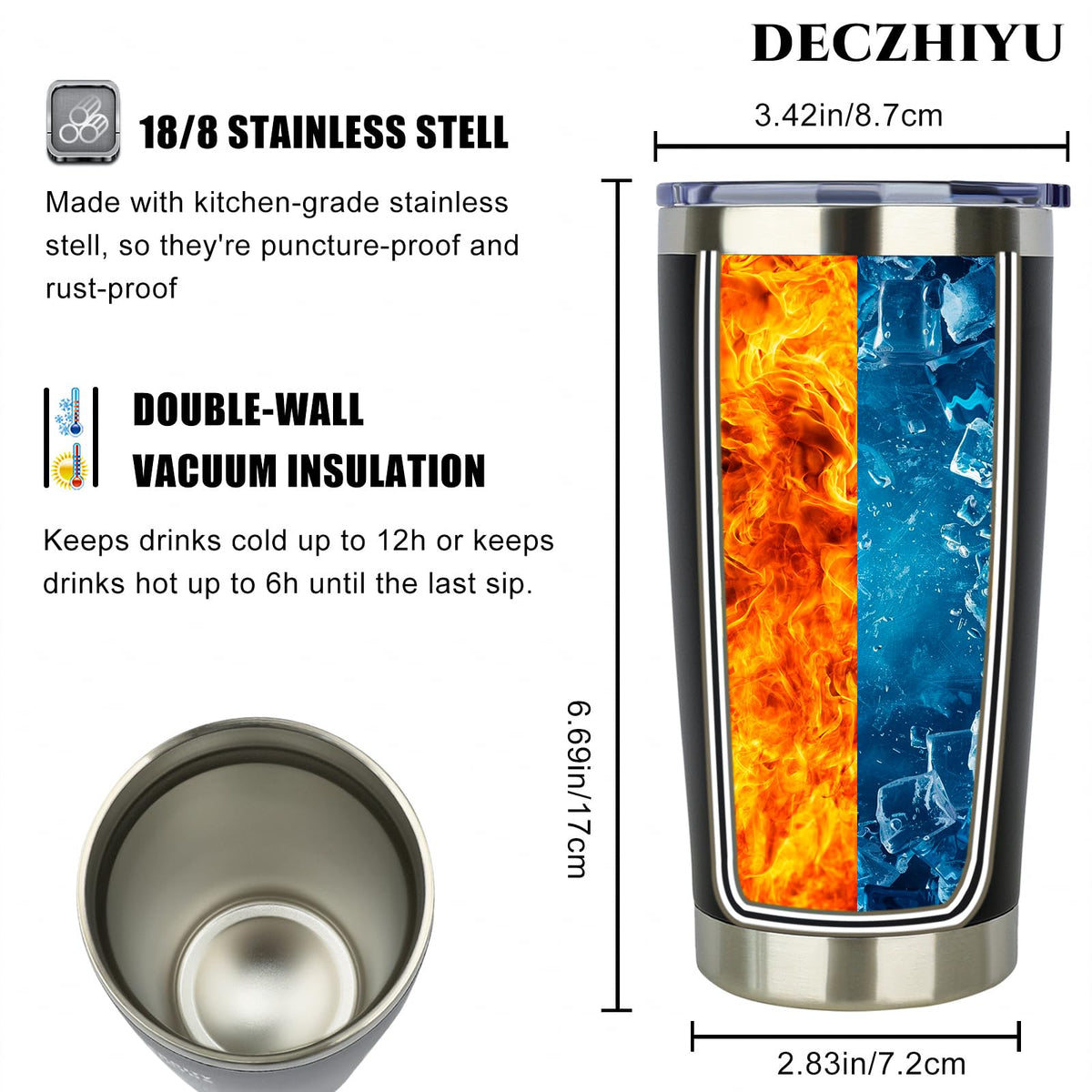 DECZHIYU 18-8 stainless steel tumbler for durable daily use.