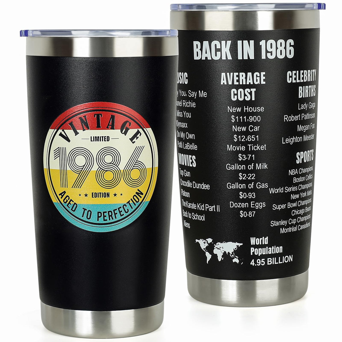 DECZHIYU 40th birthday tumbler with 1986 design keeps drinks hot or cold.