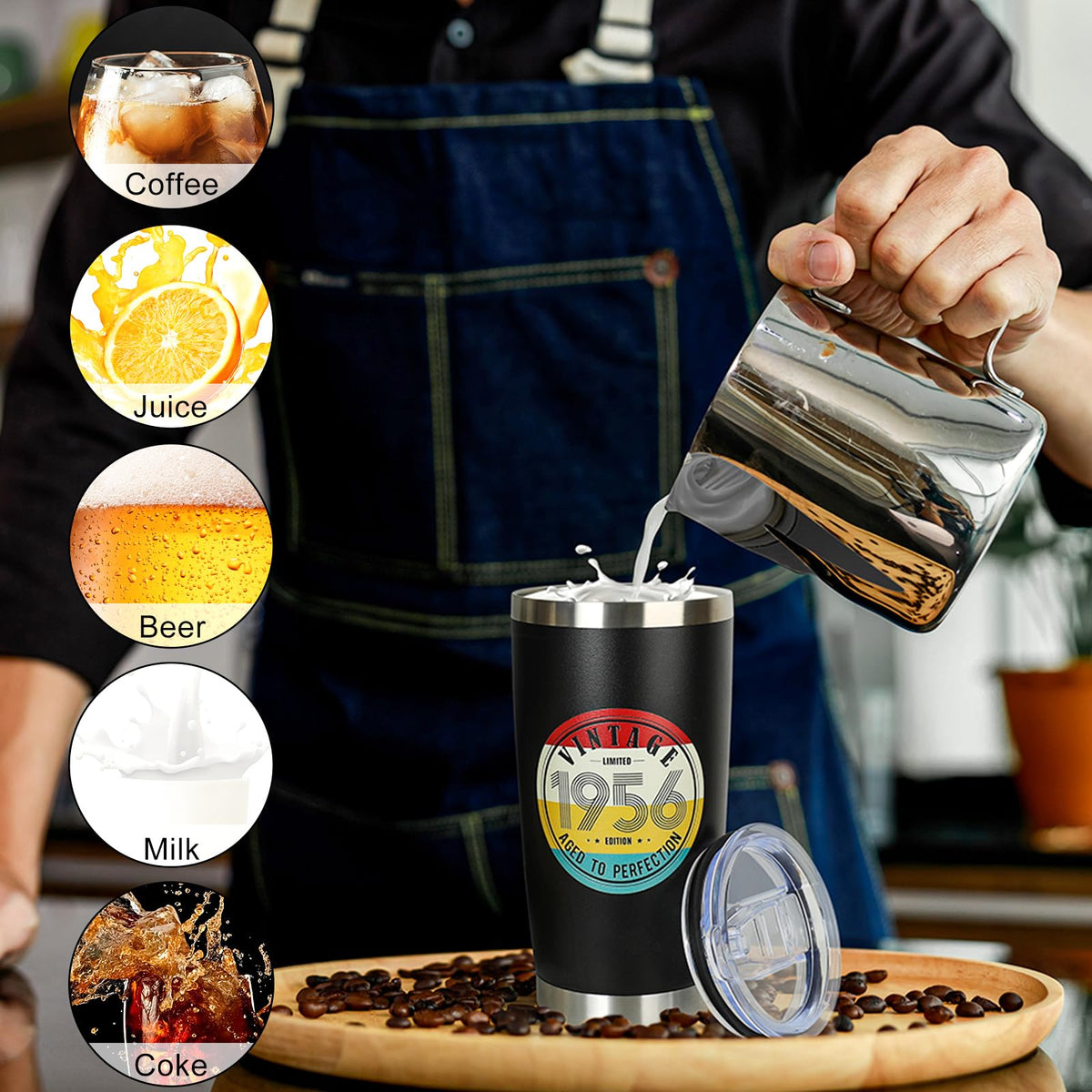 DECZHIYU 70th birthday tumbler with leakproof lid for travel.