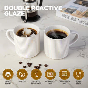 DeeCoo stackable mug with grooved base saving cabinet space