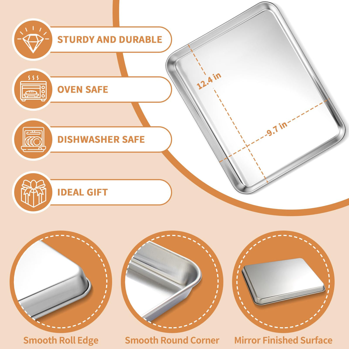 Deedro cookie sheet in non-toxic 18-0 steel for healthy, worry-free cookies.