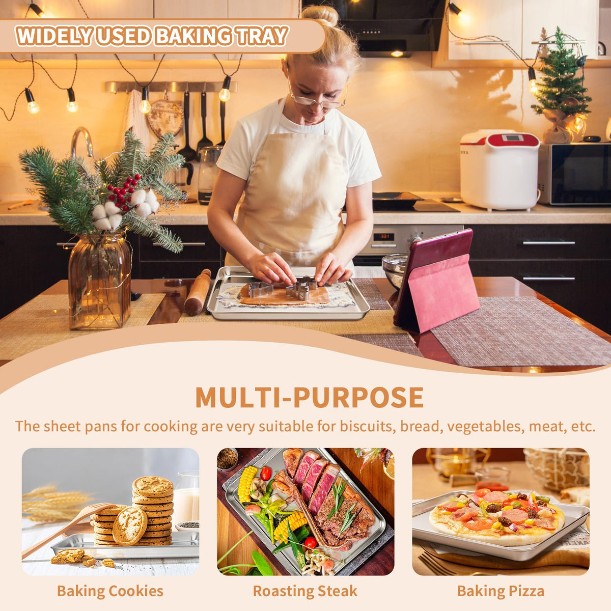 Deedro heavy-duty baking pan designed for durable roasting and baking tasks.