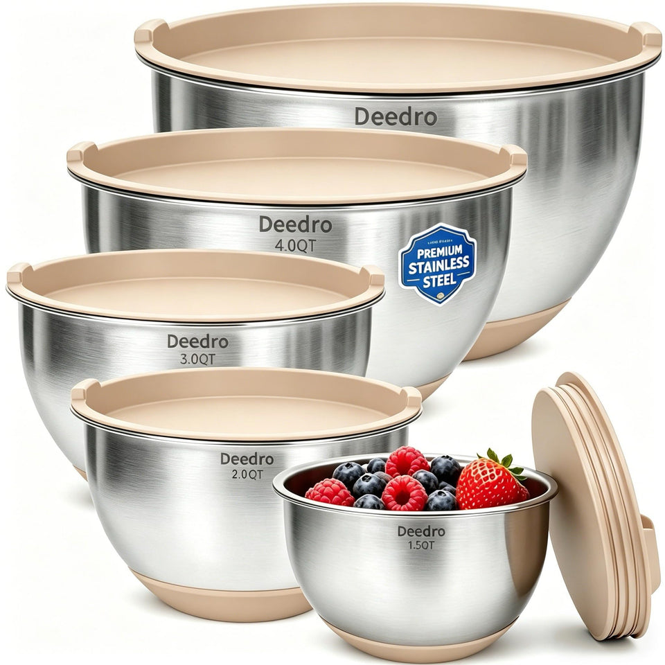 Deedro premium five-piece mixing bowls set for versatile kitchen prep