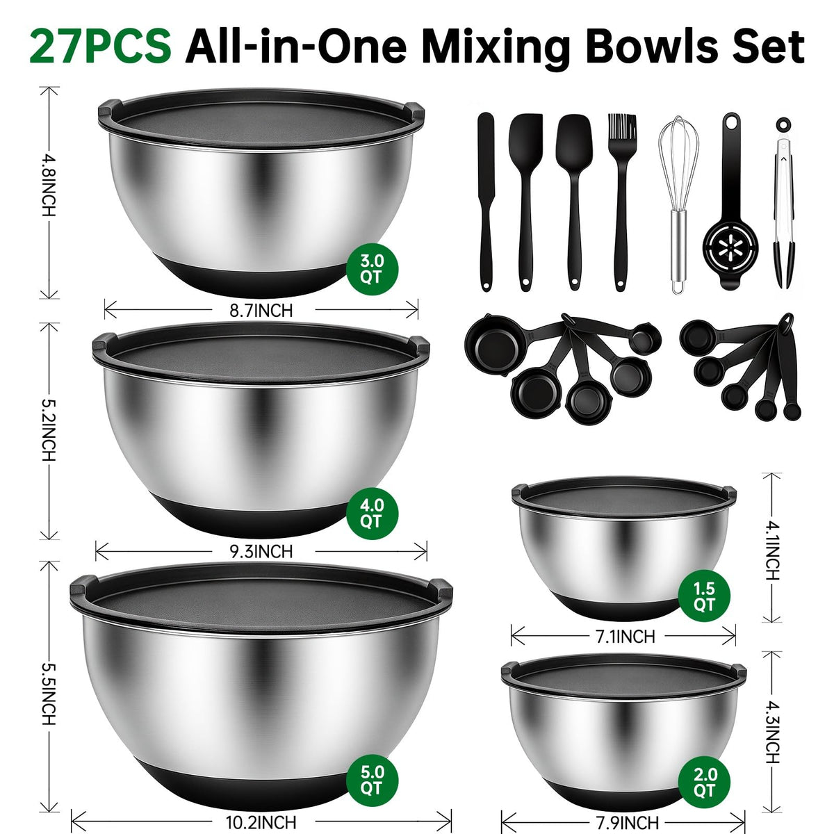 Deedro bowls with airtight lids for sealed storage and odor control in the kitchen.