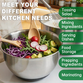 Deedro nesting design saves counter space when bowls are stacked with lids.