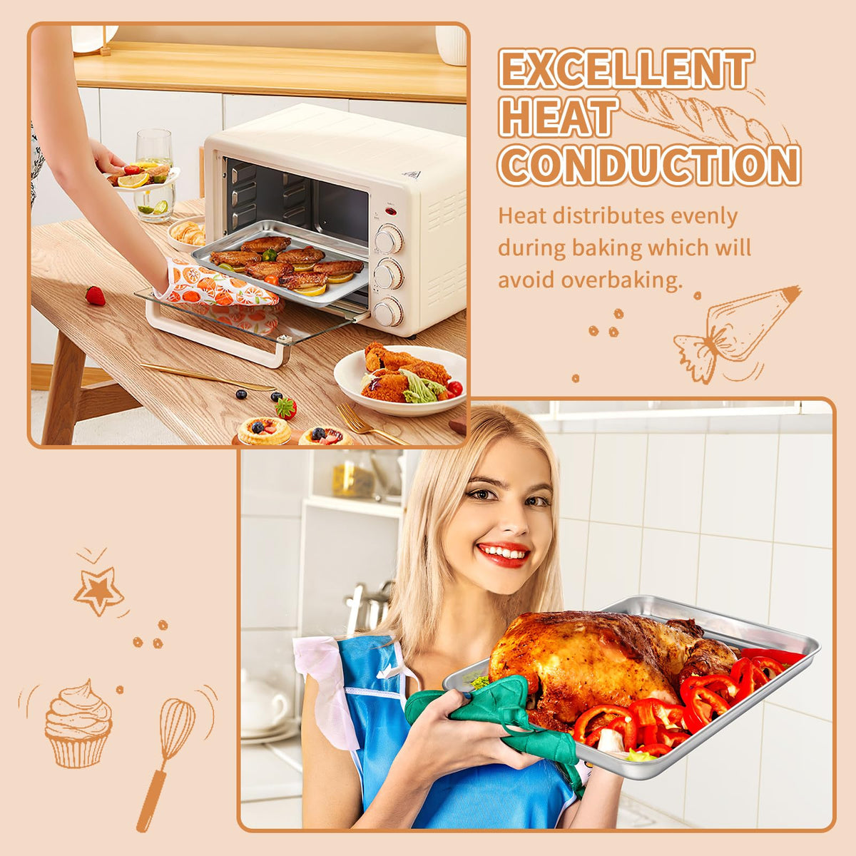 Deedro rust-resistant baking tray maintains shape and resists dulling.