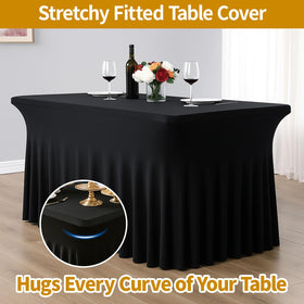 Deep Dream fitted tablecloth with skirt offers quick, polished event-ready presentation.