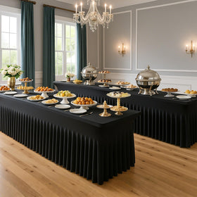 Deep Dream event-ready black table decor ideal for weddings and banquets.