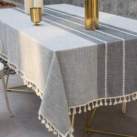 Deep Dream tablecloth embroidery in gray highlights durable, fade-resistant color for everyday dining.