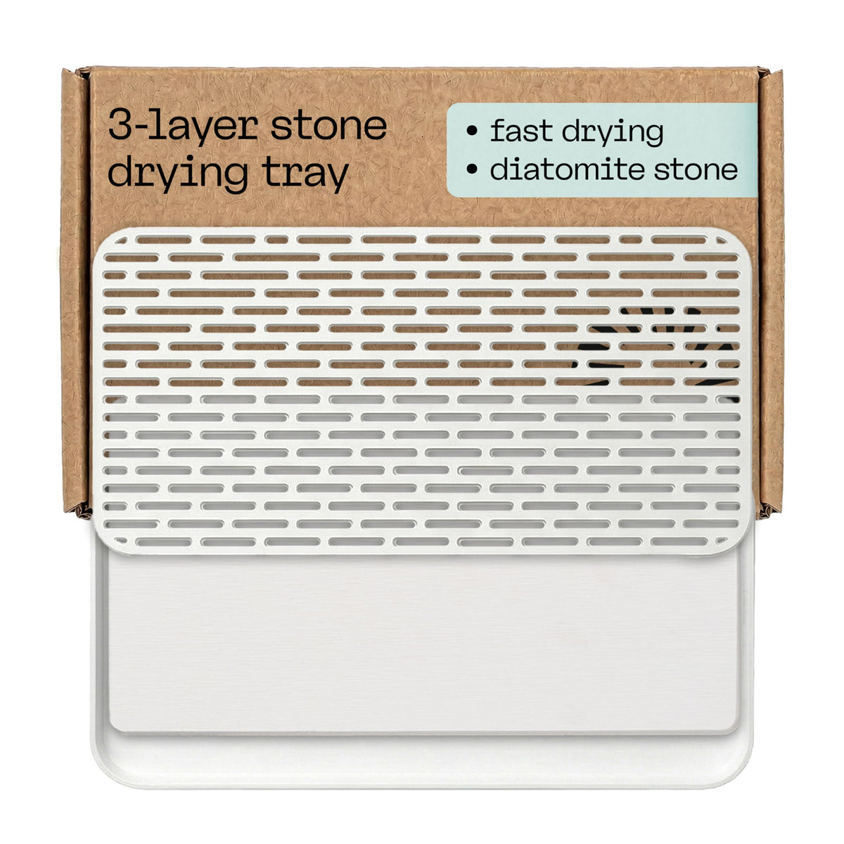 Deepstone mat with removable topper provides a stable surface for dishes.