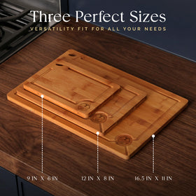 Deer & Oak boards feature built-in juice grooves for cleaner counters