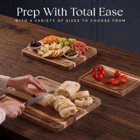 Deer & Oak pre-oiled acacia cutting board set small for slicing and garnish.
