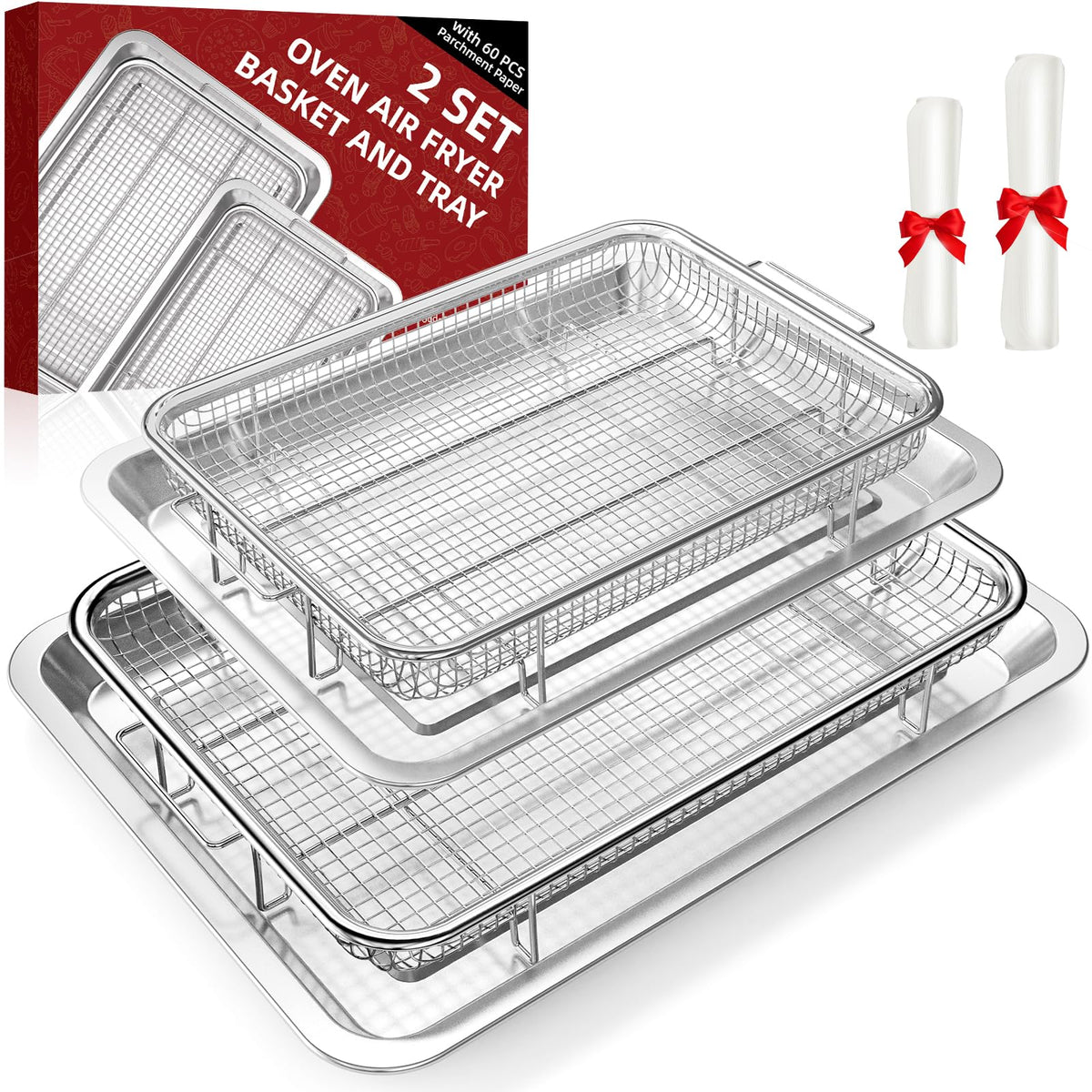 DEGOVIN crisper basket for oven delivers even browning with less oil.