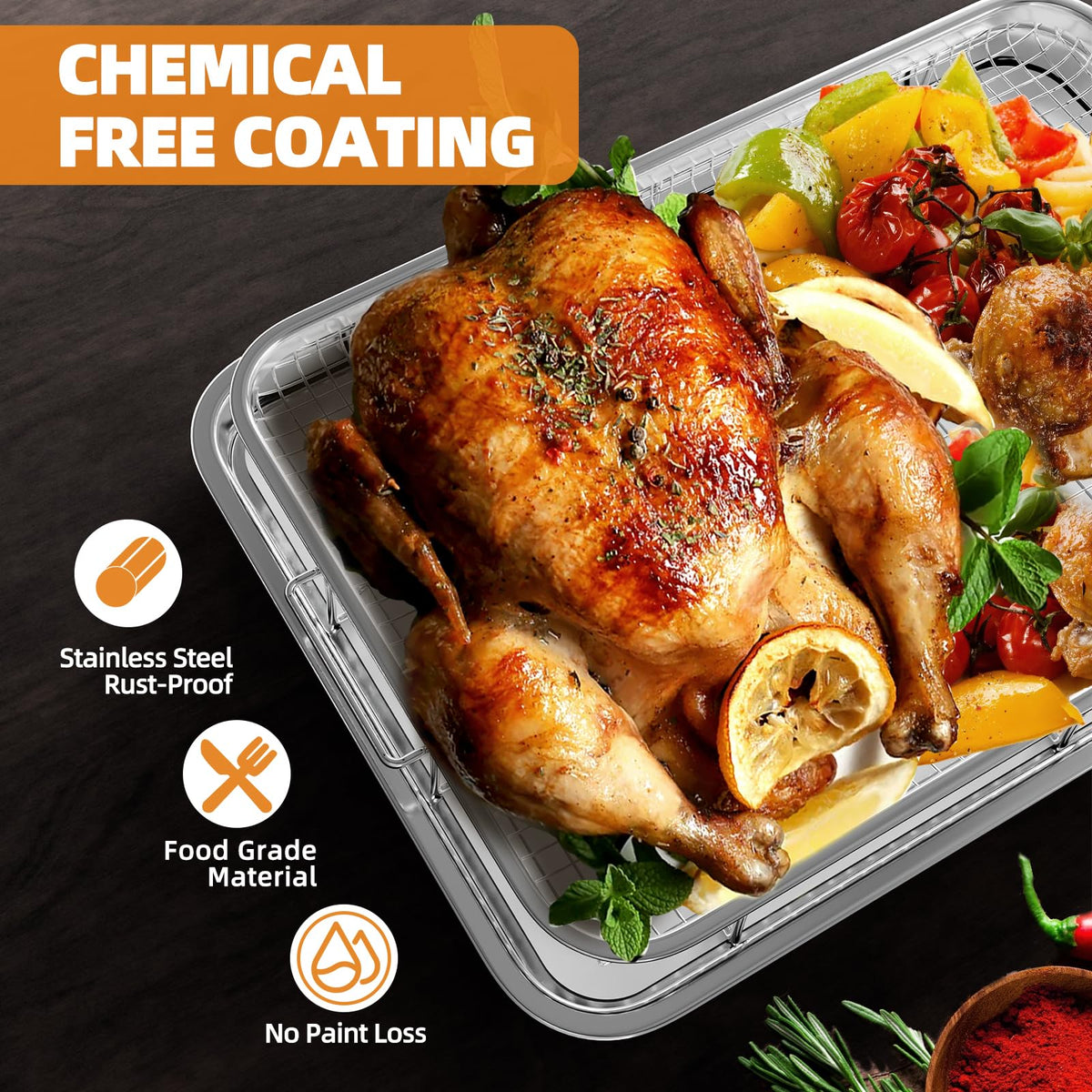 DEGOVIN easy-grip handles enable safe, convenient oven transfer.