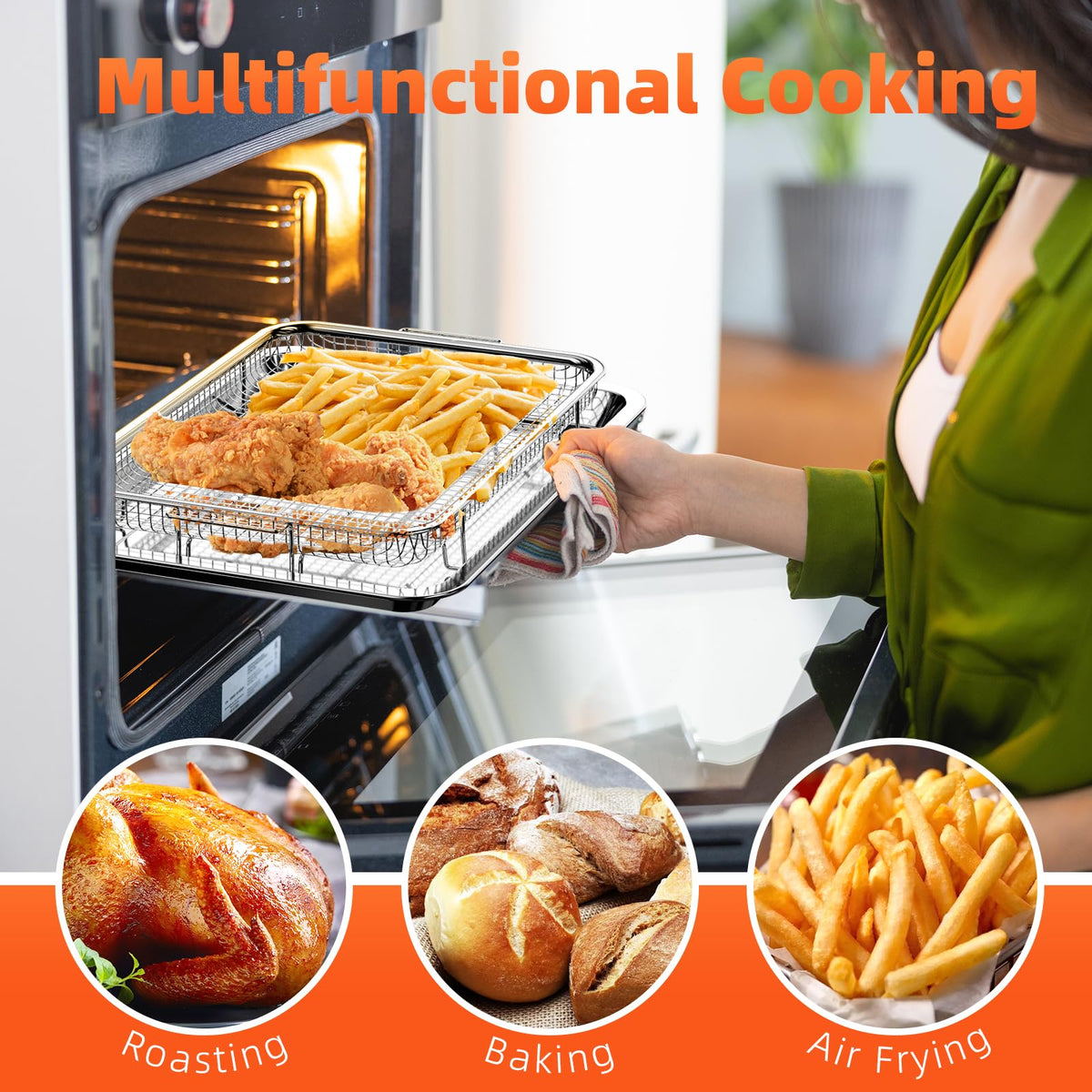 DEGOVIN non-stick mesh basket promotes easy release and less sticking.