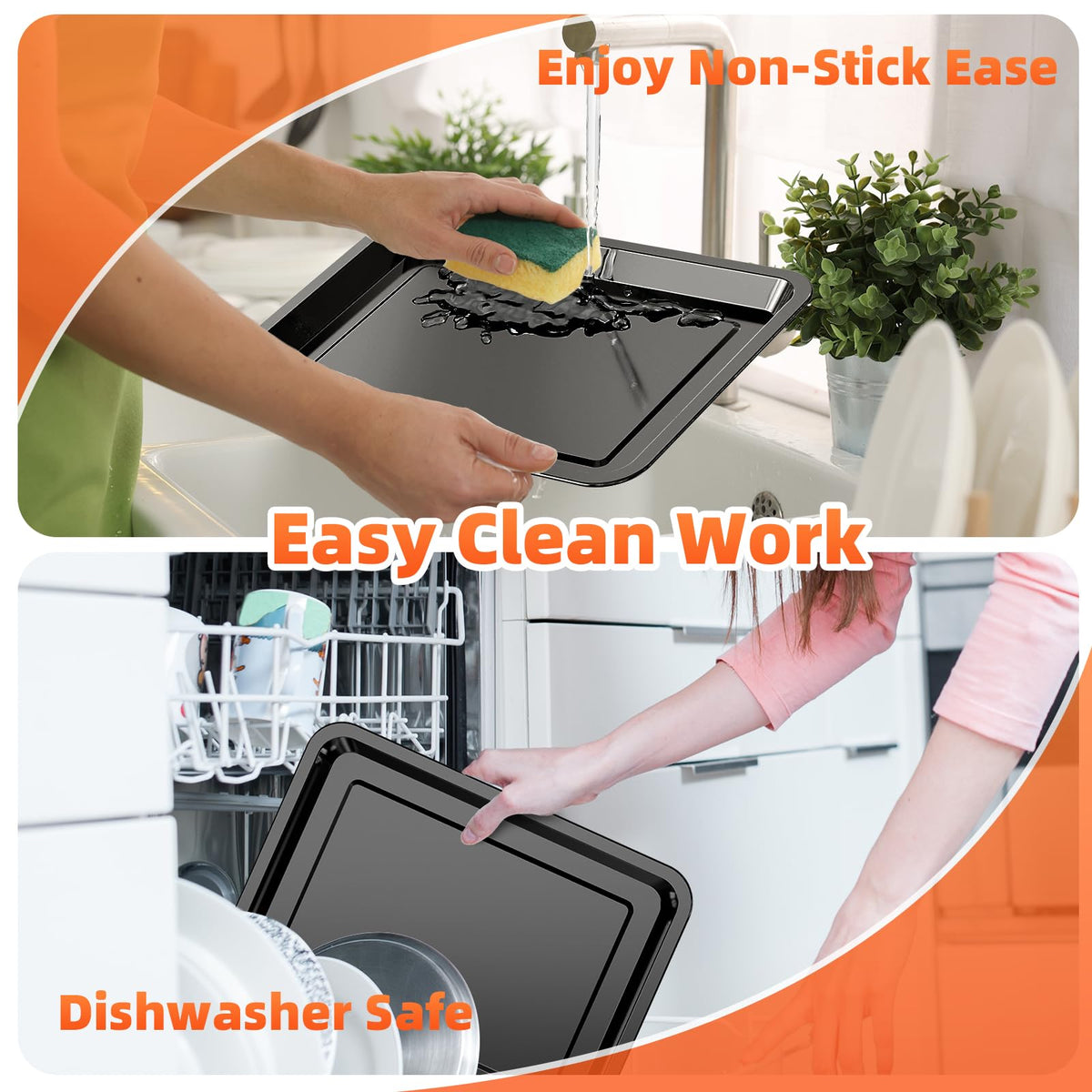 DEGOVIN non-stick stainless steel close-up highlights easy release.