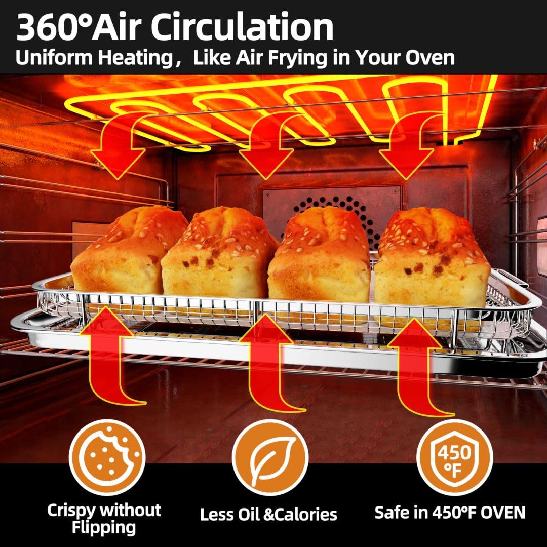 DEGOVIN stainless steel air fryer pan withstands high heat.