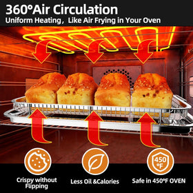 DEGOVIN stainless steel air fryer pan withstands high heat.