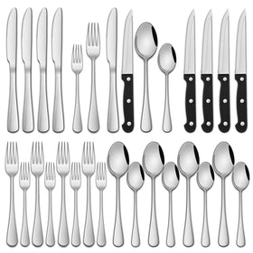 Dehov 24-piece silverware set for 4 with mirror finish, durable daily use.
