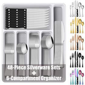 Dehov 49-piece flatware set with organizer, neatly stored for organized kitchen use
