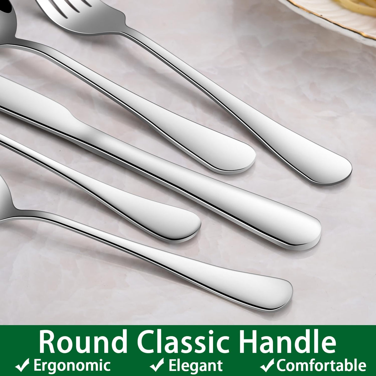 Dehov flatware handle detail close-up emphasizing balanced grip.