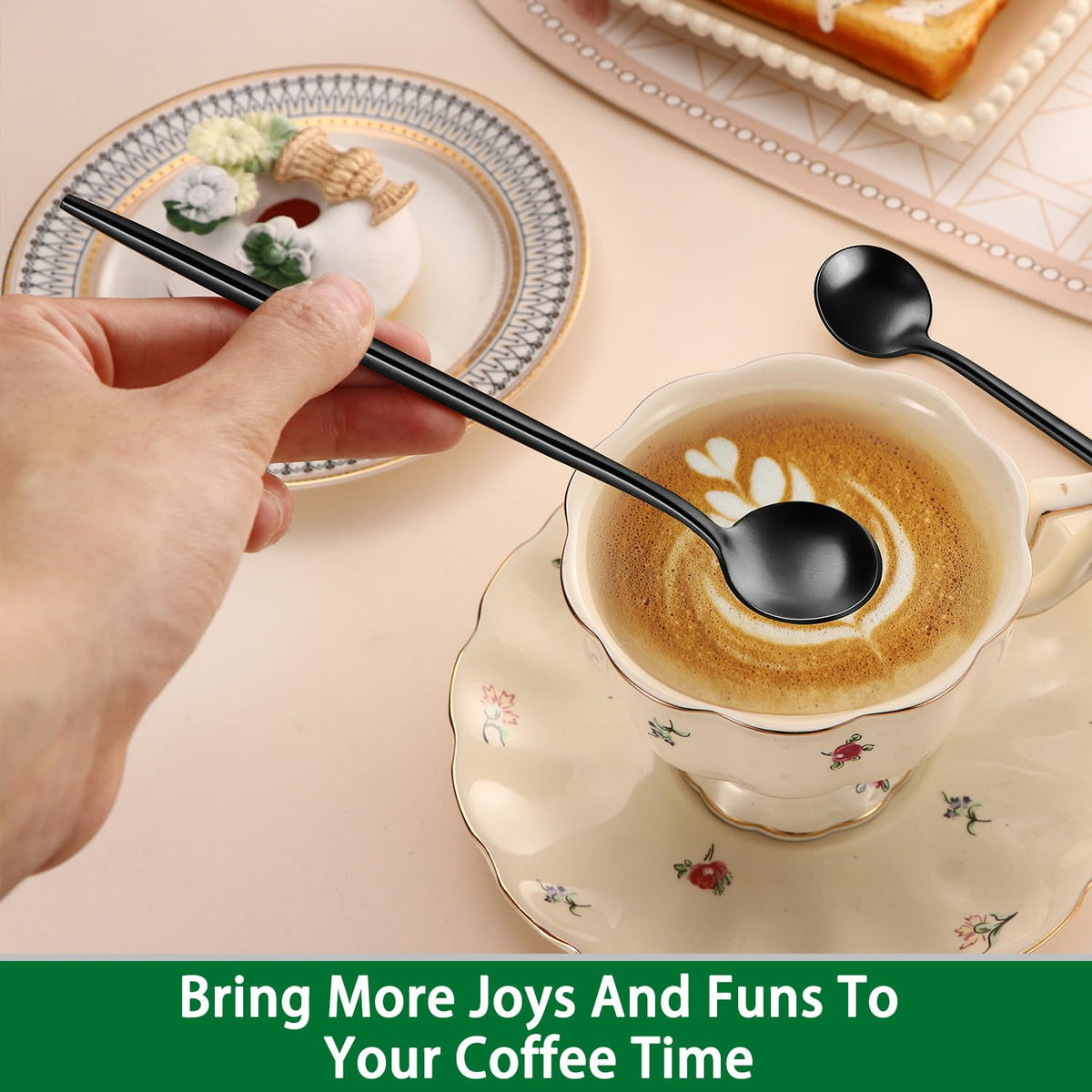 Versatile Dehov spoons suited for coffee, tea, milk, and desserts.
