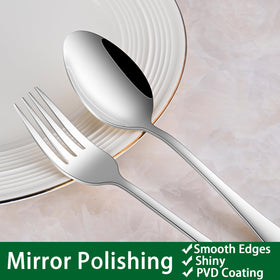 Dehov steak knife and dinner knife close-up highlighting sharp edge.