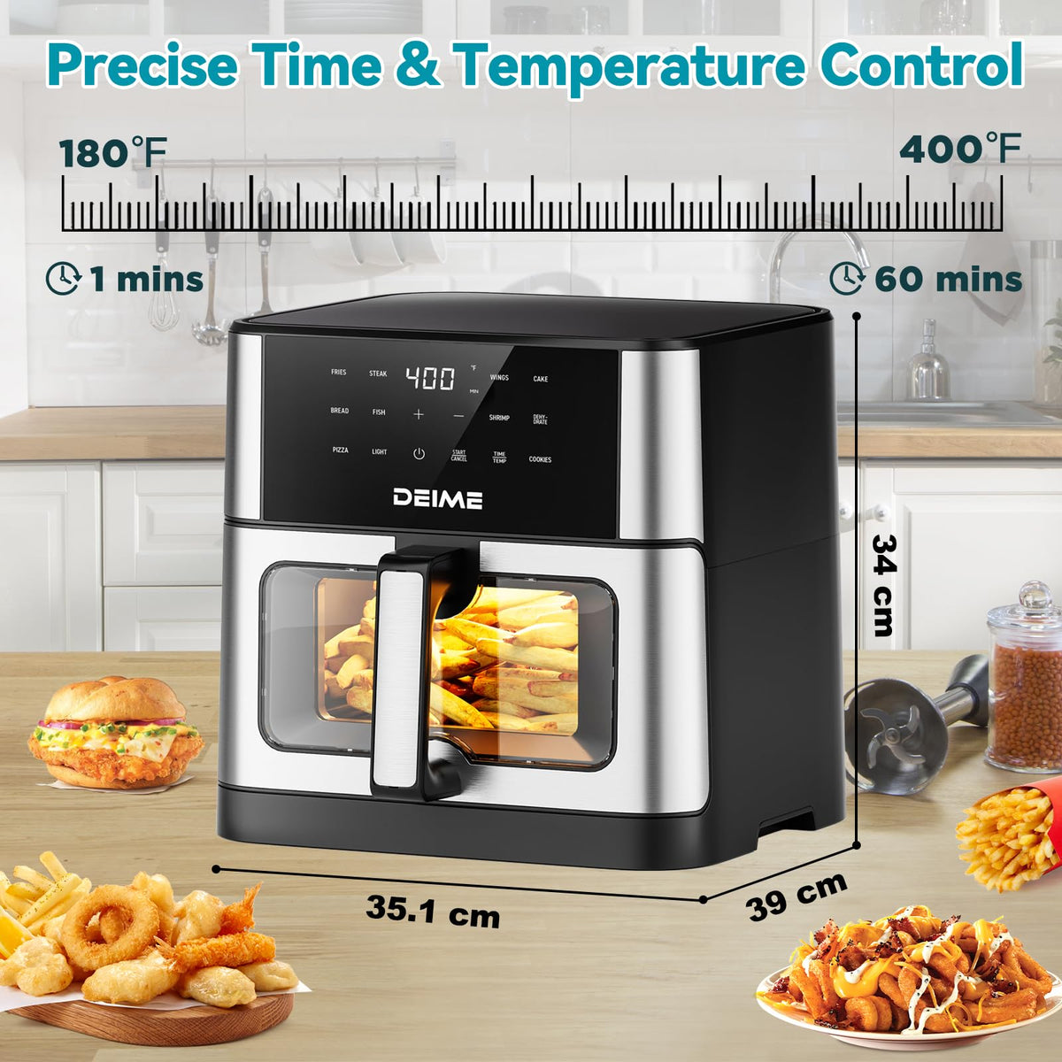 DEIME Air Fryer 1700W power delivers quick air frying results