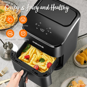 DEIME Air Fryer compact countertop design supports 1-2 person meals with quiet operation.
