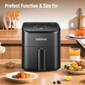 DEIME Air Fryer quiet operation reduces countertop noise during food prep.