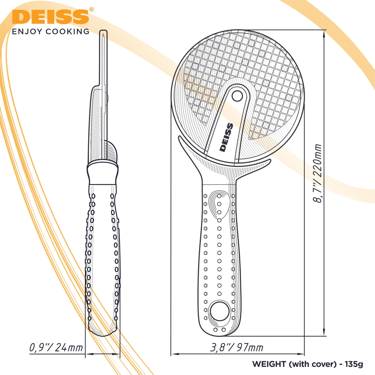 Deiss Pro ergonomic grip promotes comfortable handling during long prep sessions.