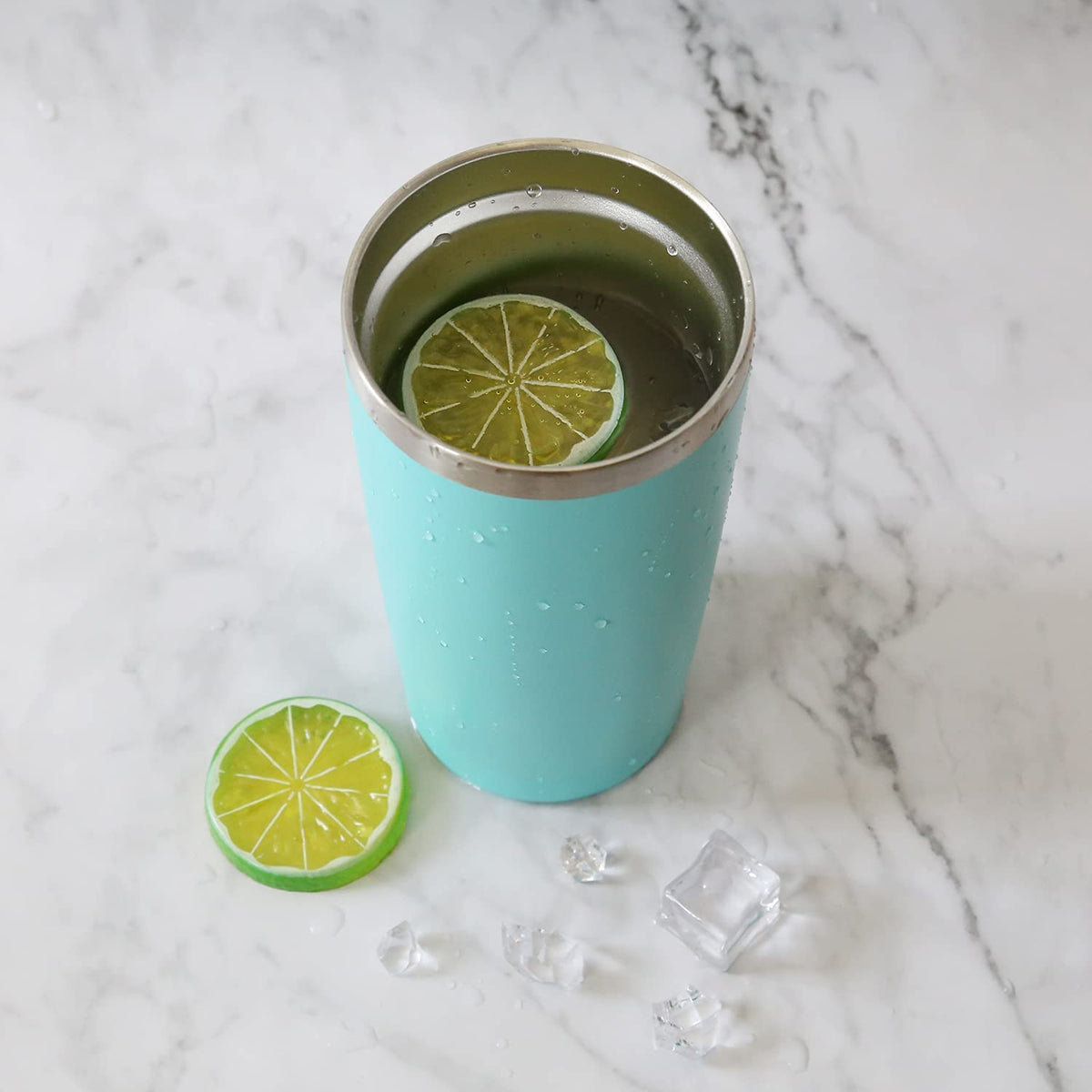 Deitybless tumbler with powder-coated finish for sweat-free grip