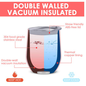 Deitybless double-wall insulated stainless steel tumbler keeps beverages at the right temperature.