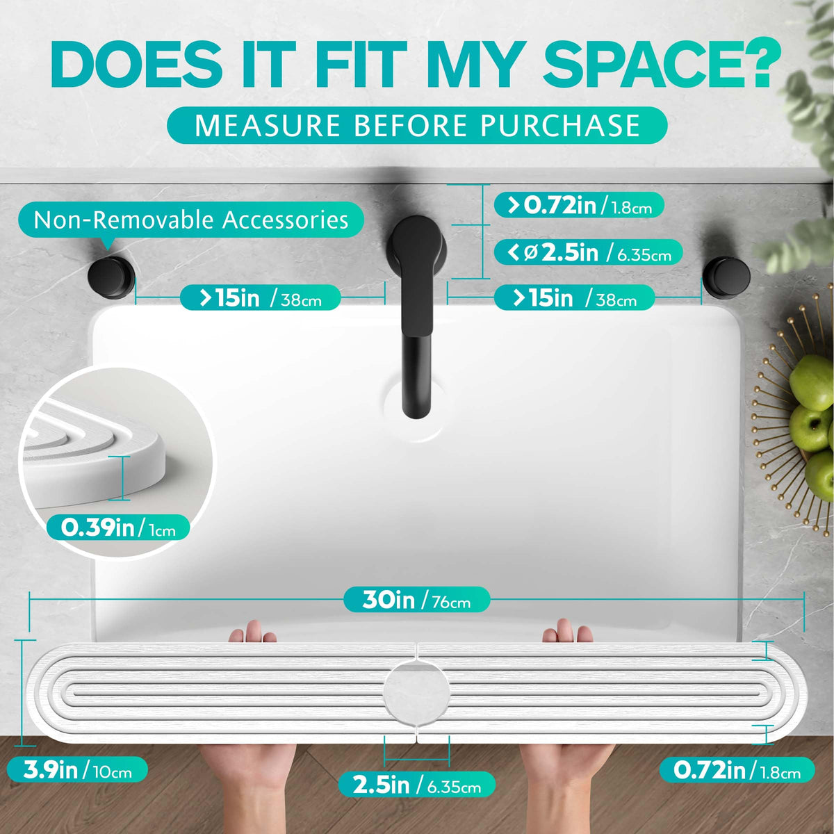 DEJUPE stone faucet mat close-up highlighting diatomite pores absorbing water.