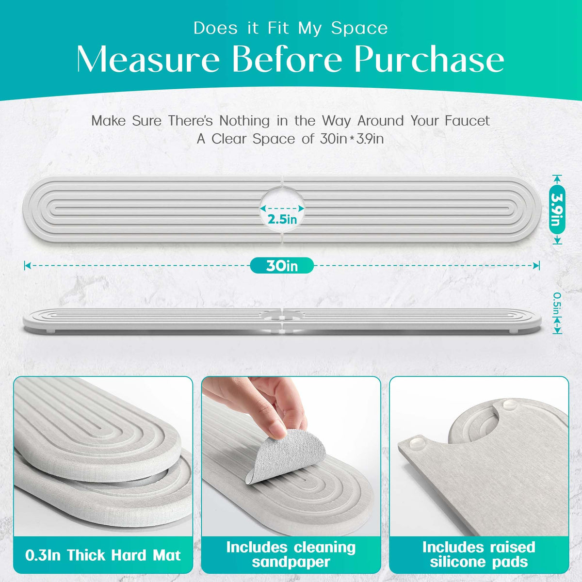 DEJUPE stone faucet mat texture close-up reveals porous, quick-drying surface.