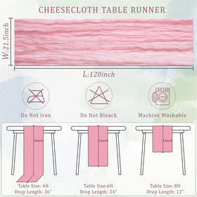 Dekafri pink cheesecloth table runner draped over a console for casual gatherings.