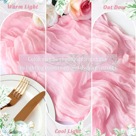 Dekafri pink cheesecloth table runner being machine washed for easy care.