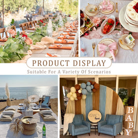 Dekafri pink cheesecloth table runner styled for outdoor garden party.