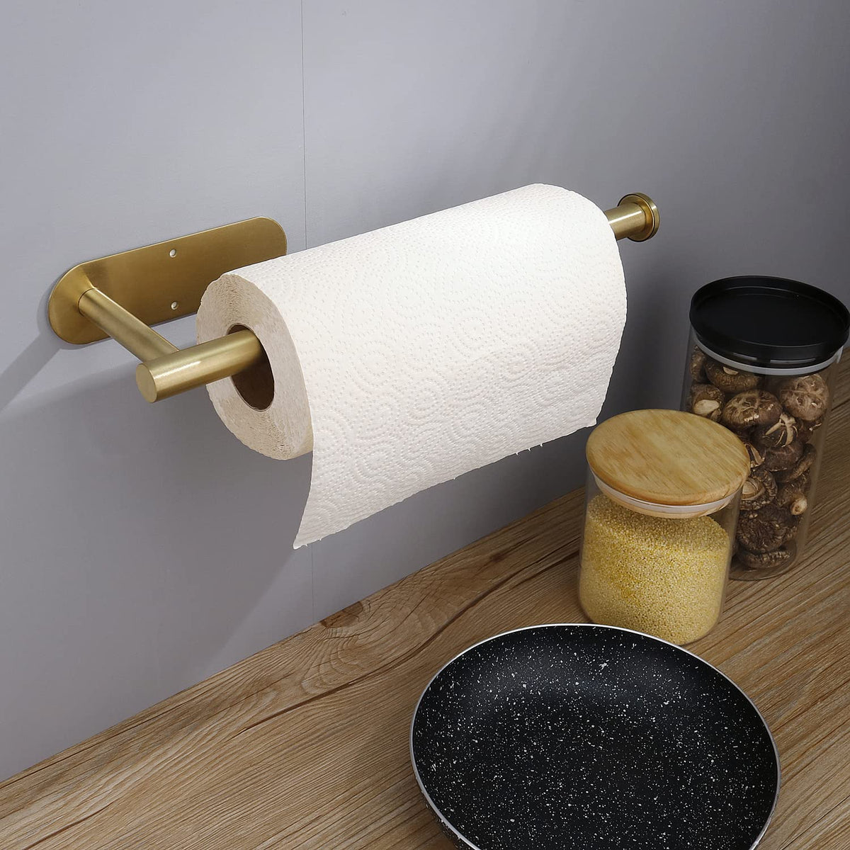 DEKAVA adhesive-installation towel holder in gold for easy mounting.