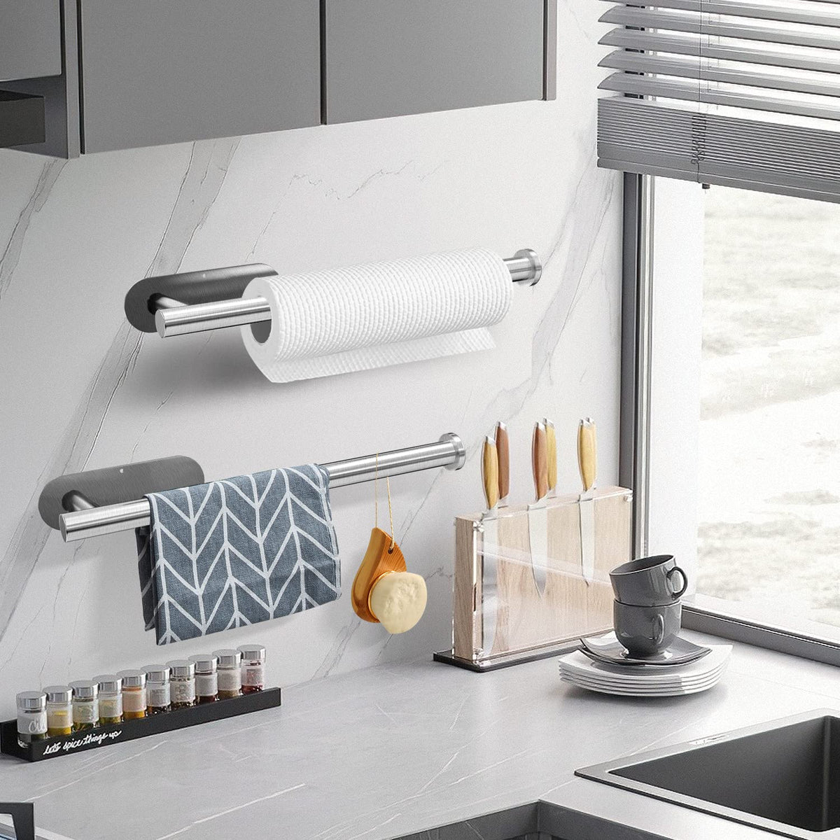 DEKAVA wall-mount towel holder with screws for secure setup.