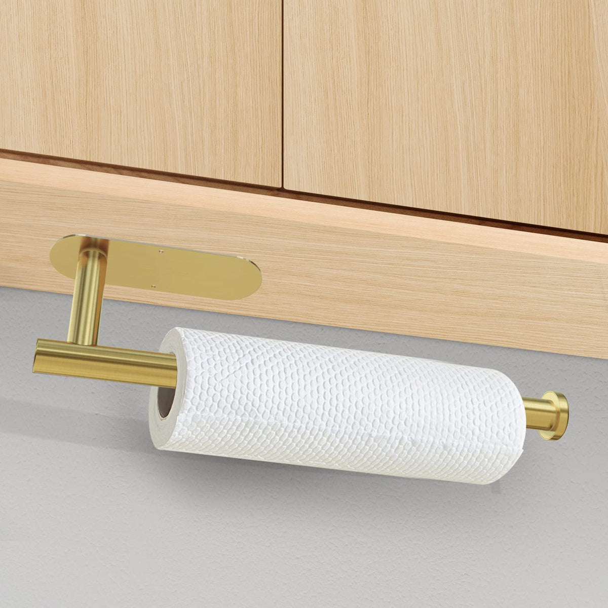 DEKAVA SUS304 stainless steel towel holder mounted on wall in gold.