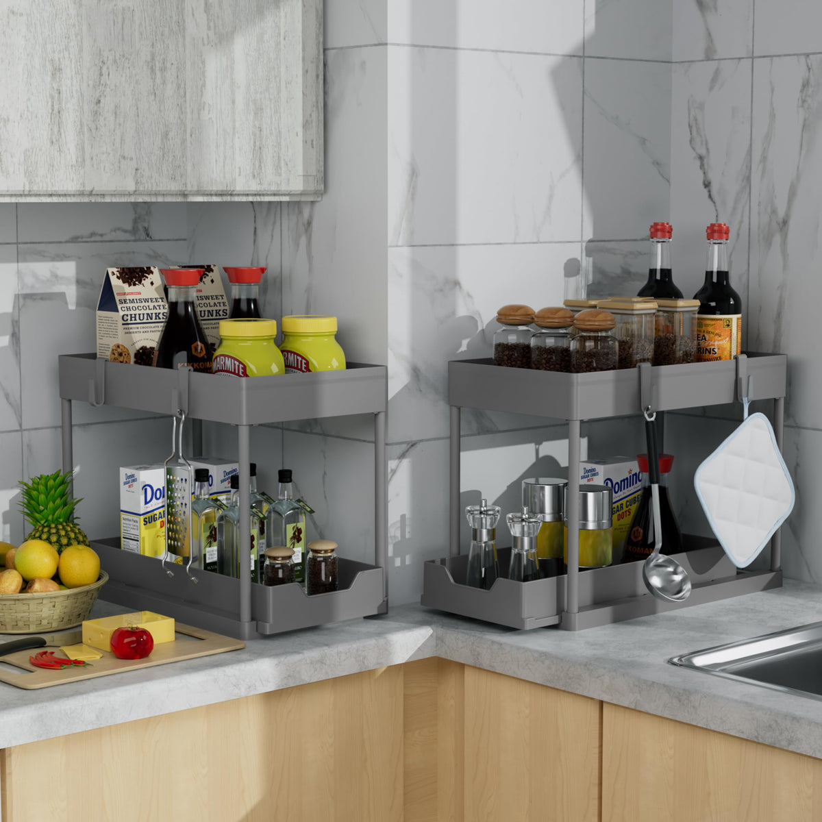 DEKAVA waterproof and rust-proof ABS baskets ensure durable organization.