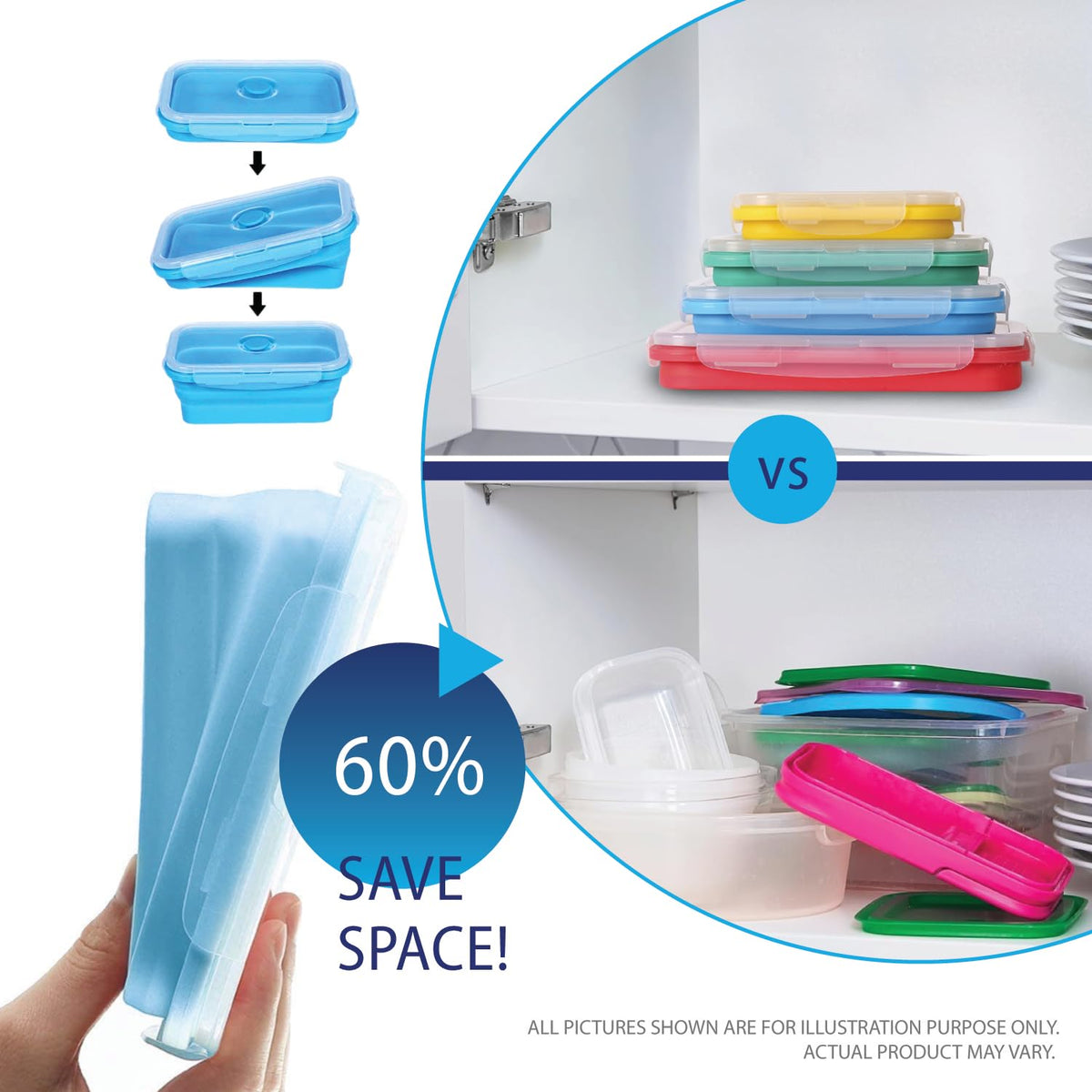 Deke Home airtight lid seal on silicone containers for leakproof storage.