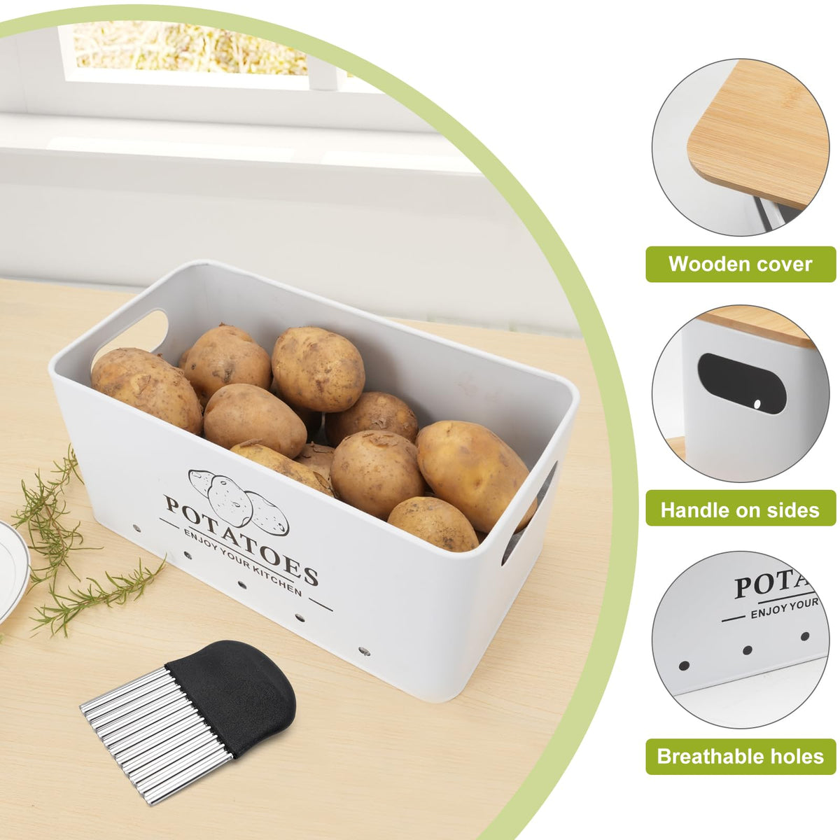 Dekosilave garlic storage box shows ventilation for fresh storage.